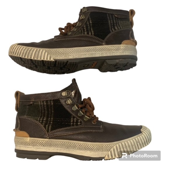 Timberland Anti-Fatigue Smart Wool Mens Brown Leather Plaid Hi Cut Shoes Sz 8.5M main image 4